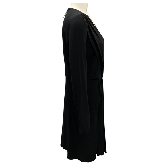 GIORGIO ARMANI BLACK DRAPED LONG SLEEVED JERSEY MIDI DRESS - Picture 2 of 5